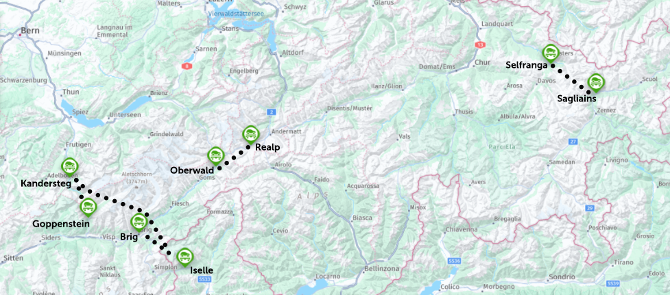 Karte Autoverlad Schweiz