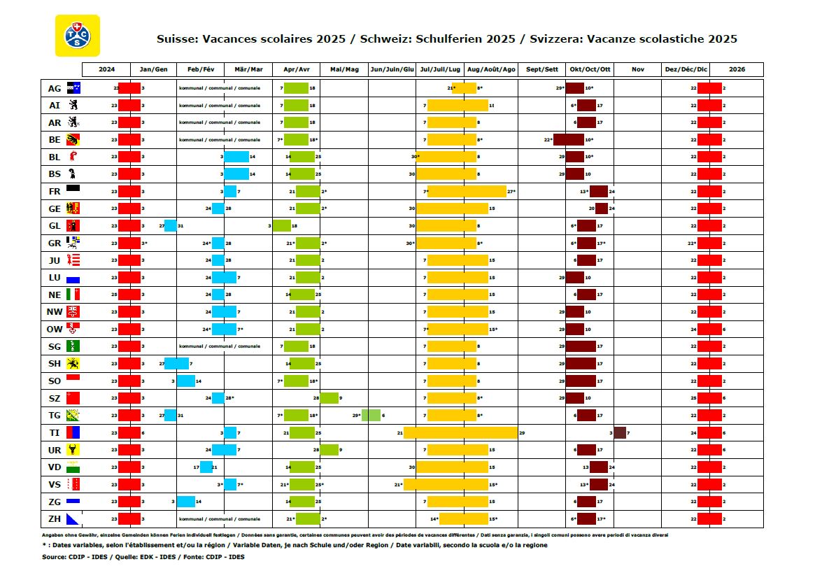 Vacanze scolastiche in Svizzera