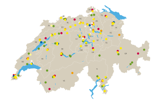 Standorte und Sektionen des TCS