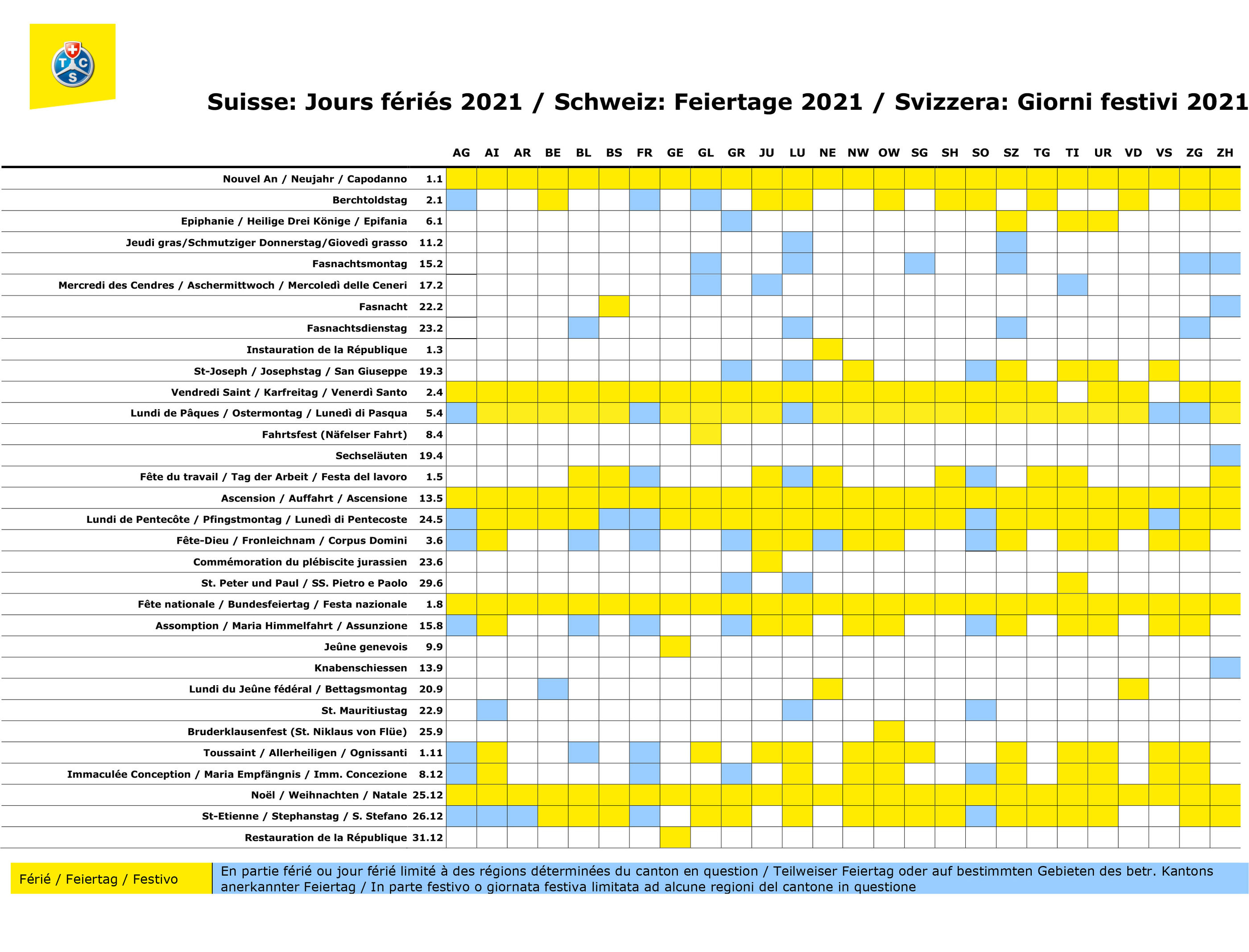 Vacances Scolaires Et Jours Fériés En Suisse - TCS Suisse